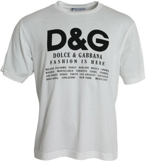 Dolce & Gabbana Wit Grafisch Print Crew Neck T-shirt Dolce & Gabbana , White , Heren - S