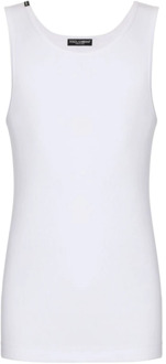 Dolce & Gabbana Wit Katoenen Crew Neck Mouwloos T-shirt Dolce & Gabbana , White , Heren - L