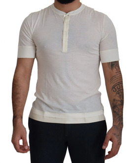 Dolce & Gabbana Wit Kort Knoopsluiting Crewneck T-shirt Dolce & Gabbana , White , Heren - M