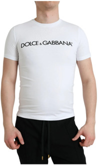 Dolce & Gabbana Wit Logo Crewneck Tee Dolce & Gabbana , White , Heren - XS