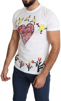 Dolce & Gabbana Wit Sint Valentijn Bedrukt Katoenen Heren T-shirt - 46