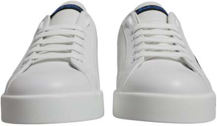 Dolce & Gabbana Witte Blauwe Leren Logo Lage Sneakers Schoenen - EU 45