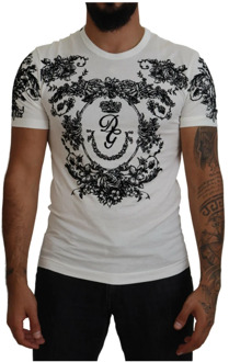 Dolce & Gabbana Witte Floral Crewneck T-shirt Dolce & Gabbana , White , Heren - XS
