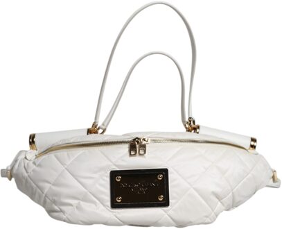 Dolce & Gabbana Witte Gequilte Logo Plaque Gürteltas Fanny Pack Tas - maat