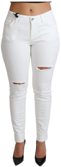 Dolce & Gabbana Witte Gescheurde Skinny Jeans Dolce & Gabbana , White , Dames - Xl,L