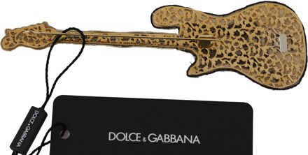 Dolce & Gabbana Witte Gitaar Paillette Bead Geleide Speld Broche Veelkleurig