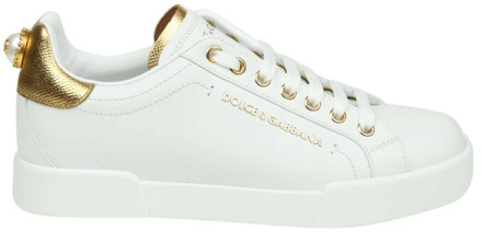 Dolce & Gabbana Witte Gouden Portofino Sneakers Vrouwen Dolce & Gabbana , White , Dames - 41 Eu,39 1/2 Eu,37 Eu,39 Eu,38 Eu,40 Eu,36 Eu,37 1/2 EU