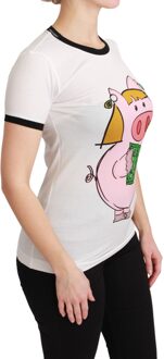 Dolce & Gabbana Witte JAR VAN HET VARKEN Katoenen T-shirt - maat XS Veelkleurig