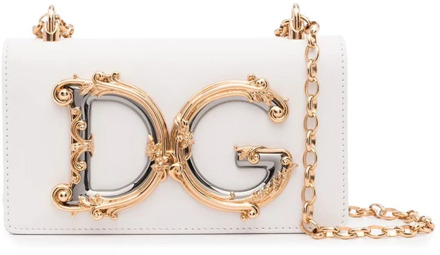 Dolce & Gabbana Witte Kalfsleren Schoudertas Dolce & Gabbana , White , Dames - ONE Size