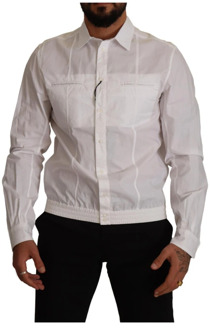 Dolce & Gabbana Witte Katoenen Knoop-Down Kraag Shirt Dolce & Gabbana , White , Heren - XL
