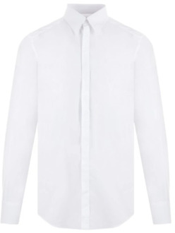 Dolce & Gabbana Witte Katoenen Poplin Overhemd met Puntige Kraag en Knoopsluiting Dolce & Gabbana , White , Heren - Xl,L,S
