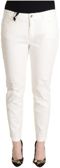 Dolce & Gabbana Witte Katoenen Skinny Denim Dames Mooie Jeans Dolce & Gabbana , White , Dames - XL