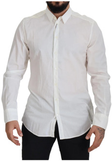 Dolce & Gabbana Witte Katoenen Slim Fit Overhemd Dolce & Gabbana , White , Heren - 2XL