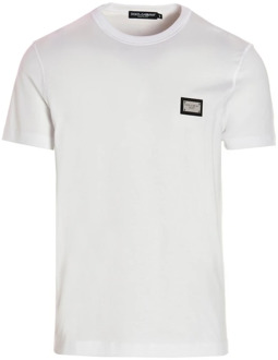 Dolce & Gabbana Witte Katoenen T-shirt met Zilveren Logo Dolce & Gabbana , White , Heren - 2Xl,Xl,L,S