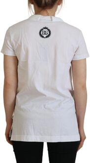Dolce & Gabbana Witte Ketting Versierde Halslijn T-shirt Dames Top - S