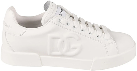 Dolce & Gabbana Witte Leren Sneakers voor Dames Dolce & Gabbana , White , Dames - 37 EU