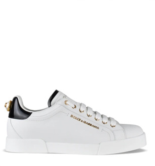 Dolce & Gabbana Witte Portofino Sneakers van leer Dolce & Gabbana , White , Dames - 41 EU