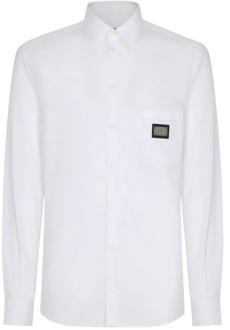 Dolce & Gabbana Witte shirts met metalen logo Dolce & Gabbana , White , Heren - 2Xl,M
