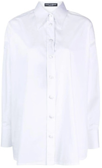 Dolce & Gabbana Witte Stretch-Katoenen Overhemd met Puntige Kraag Dolce & Gabbana , White , Dames - S,Xs,2Xs