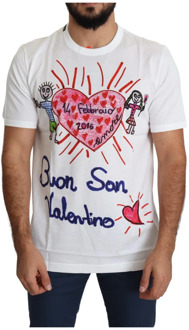 Dolce & Gabbana Witte Valentine Hearts Print Heren T-shirt Dolce & Gabbana , White , Heren - S