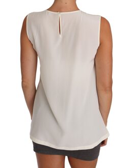 Dolce & Gabbana Witte Zijden Kristal Paillette Fee T-shirt - maat S Veelkleurig