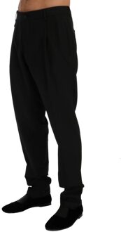 Dolce & Gabbana Wollen Broek Klassieke Pasvorm Zwart