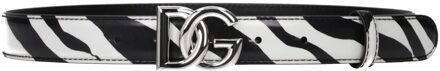 Dolce & Gabbana Zebra Print Lederen Riem Zwart