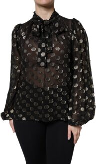 Dolce & Gabbana Zijde Blouse Met Gestippelde Motief Zwart