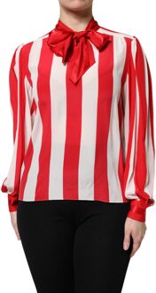 Dolce & Gabbana Zijde Blouse Met Stropdas Hals Rood - EU 40 / UK 12