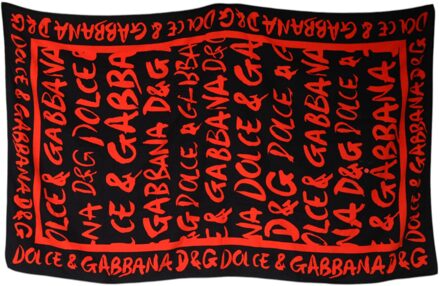 Dolce & Gabbana Zijde Sjaal Rood Logo Print Zwart
