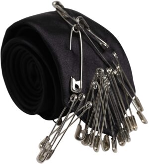 Dolce & Gabbana Zijde Strik met Veiligheidsklemmen Zwart - One Size