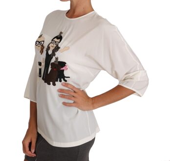Dolce & Gabbana Zijden Blouse Applicatie - maat Ivoor