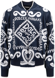 Dolce & Gabbana Zijden bomberjack met Marina print Dolce & Gabbana , Blue , Heren - L,M