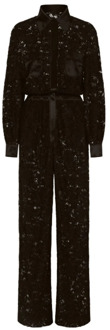 Dolce & Gabbana Zijden Jumpsuit met Kant Dolce & Gabbana , Black , Dames - S,2Xs