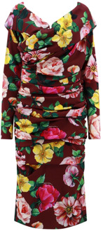 Dolce & Gabbana Zijden jurk met bloemenprint Dolce & Gabbana , Multicolor , Dames - 2Xl,Xl