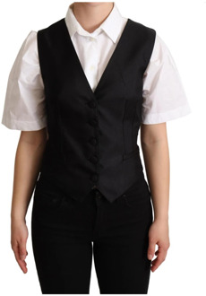 Dolce & Gabbana Zijden Mouwloos Vest Dolce & Gabbana , Black , Dames - 2XS