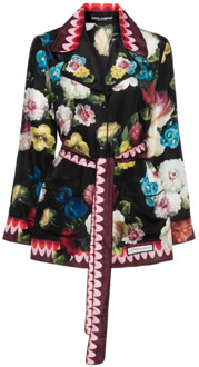 Dolce & Gabbana Zijden overhemd met bloemenprint en reverskraag Dolce & Gabbana , Multicolor , Dames - M,S