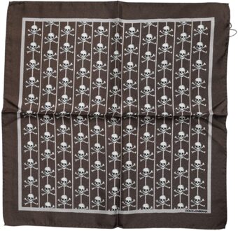 Dolce & Gabbana Zijden Schedel Print Pochet Donker Bruin - One Size
