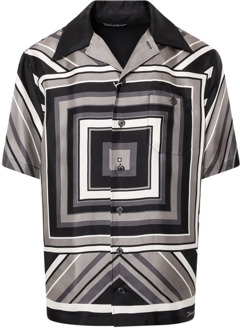 Dolce & Gabbana Zijden shirt met geometrische print Dolce & Gabbana , Black , Heren - L,M