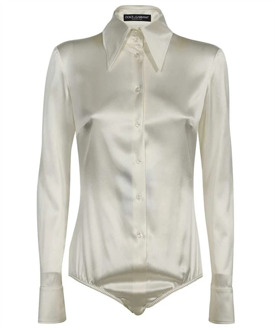 Dolce & Gabbana Zijden Wit Overhemd met Lange Mouwen Dolce & Gabbana , White , Dames - S,Xs