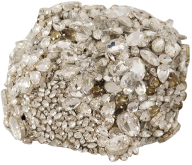 Dolce & Gabbana Zilveren Crystal Rhinestone Cloche Hoed Dolce & Gabbana , Gray , Dames - 56 CM