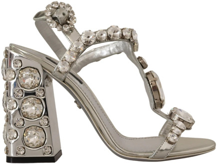 Dolce & Gabbana Zilveren Kristallen Band Hoge Hak Sandalen Dolce & Gabbana , Gray , Dames - 37 EU