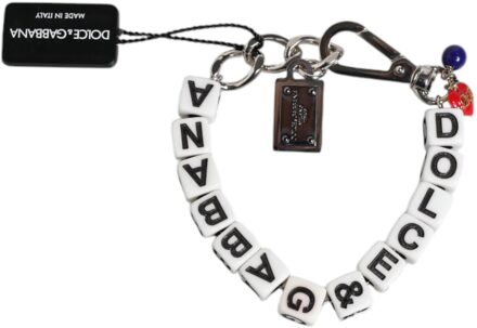 Dolce & Gabbana Zilveren Messing Ketting Dobbelsteen Logo Versierde Bedelarmband