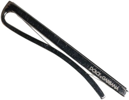 Dolce & Gabbana Zilveren Messing Logo Gebrandmerkte Mannen Accessoire Stropdasclip Bar