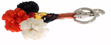 Dolce & Gabbana Zilverwille bruin raffia leren sluiting zoekketting sleutelhanger Veelkleurig