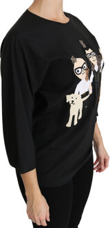 Dolce & Gabbana Zwart #dgfamily Top T-shirt Zijde Blouse Veelkleurig