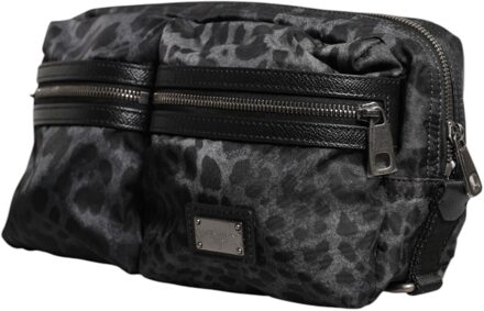 Dolce & Gabbana Zwart Grijs Luipaard DG Logo Buideltas Heuptas - One Size