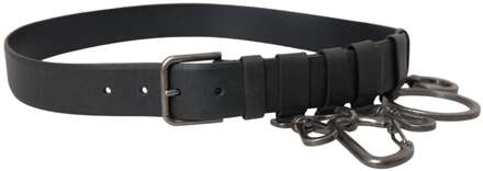 Dolce & Gabbana Zwart Kalfsleren Riem met Zilveren Metalen Gesp - 90 cm