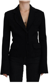 Dolce & Gabbana Zwart knoop cardigan blazer viscose jasje Dolce & Gabbana , Black , Dames - 2XS