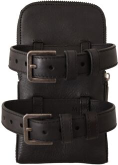 Dolce & Gabbana Zwart Leather Purse Dubbele riemriem Multi Kit Men's Wallet - One Size